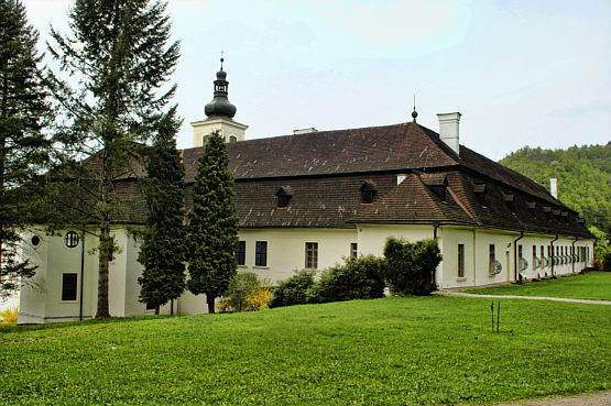 Widok z parku na fragment pałacu